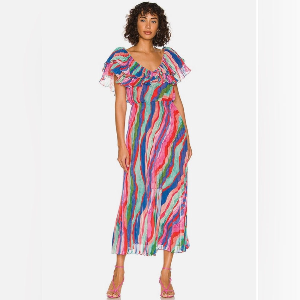 Luisa Pleated Dress in Aventurine Marble